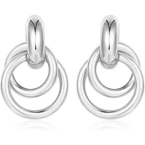 Apsvo Chunky Gold Earrings For Women, Gold Knot Geometric Dangle Earrings Trendy