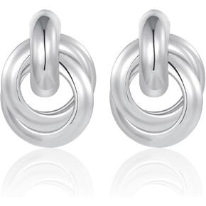Apsvo Chunky Gold Earrings For Women, Gold Knot Geometric Dangle Earrings Trendy