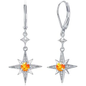 Star Celtic Knot Snake Square Violin Moonstone Leverback Earrings for Women Girls 925 Sterling Silver Dangle Earrings Hypoallergenic Dainty Jewelry…