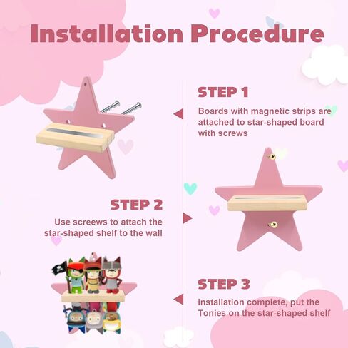for Toniebox Starter Tonie Shelf Wall Mounted Set of 4 (Moon and 3 Stars),Tonies Figures Tonies Storage,Magnetic Wooden Floating Shelves Compatible with Tonie box Player Character for Children Room in Kuwait