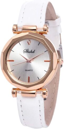 ساعة يد كوارتز نسائية أنيقة مطلية بالبلاتينيوم على شكل قطة صغيرة تناظرية كوارتز، حزام من جلد البولي يوريثان بلون ذهبي - جلد الفهد in Kuwait