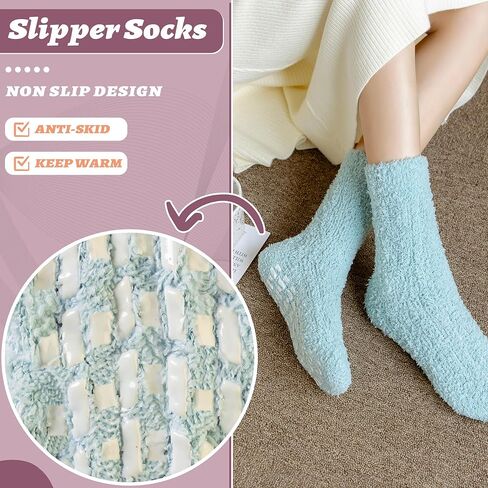 WEVIAS جوارب مستشفى غير قابلة للانزلاق للنساء شبشب جوارب غامض مع قبضة الشتاء الحراري رقيق دافئ لينة الجوارب الدافئة in Kuwait