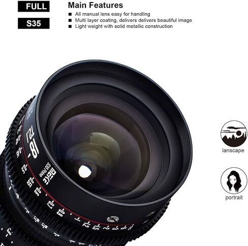 ميك عدسة سينما T2.1 سوبر 35 برايم 75 ملم لكاميرا EF-Mount Cine متوافقة مع كانون C200 C300 II وريد كومودو وBMPCC 6K وZ CAM E2-S6 وBMPCC 6K برو in Kuwait
