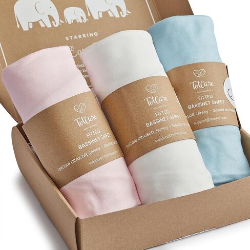 TotCare Bassinet Sheets 20x30 Inch for Graco Travel Lite Crib, Sense2Snooze, My View 4 in 1, Dream Suite and Guava Bassinet - Buttery Soft, Ultra Stretchy Sheets - Sky + Sage + Cloud, 3 Pack in Saudi Arabia