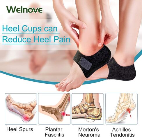 Plantar Fasciitis Heel Protector for Shoes - 2 Pairs - Welnove Heel Cups for Women Men Heels Spur Pain Relief, Heel Inserts Pads for Achilles Tendonitis Dry Cracked, Heel Support Cushion - Small in Kuwait