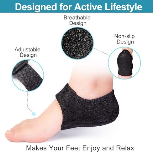 Plantar Fasciitis Heel Protector for Shoes - 2 Pairs - Welnove Heel Cups for Women Men Heels Spur Pain Relief, Heel Inserts Pads for Achilles Tendonitis Dry Cracked, Heel Support Cushion - Small in Kuwait