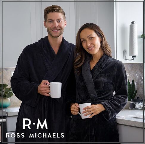 Ross Michaels Mens Robe Plush Big and Tall - Long Fleece Spa Bath Robe with Pockets - Bathrobe Gift for Men and Teens in Saudi Arabia