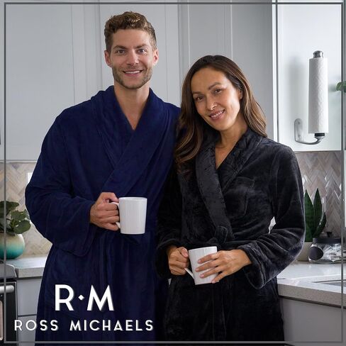 Ross Michaels Mens Robe Plush Big and Tall - Long Fleece Spa Bath Robe with Pockets - Bathrobe Gift for Men and Teens in Saudi Arabia