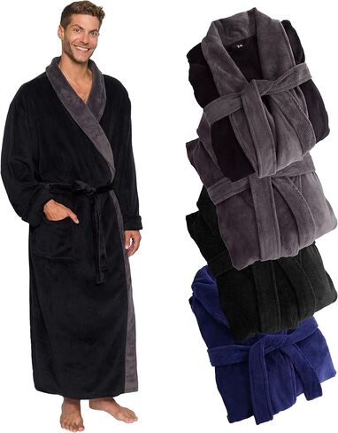 Ross Michaels Mens Robe Plush Big and Tall - Long Fleece Spa Bath Robe with Pockets - Bathrobe Gift for Men and Teens in Saudi Arabia