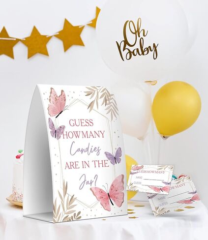 Guess How Many Sprinkles Are In The Jar, Baby Shower Games, Baby Shower Decorations - One Sign and 50 Cards(MANY022) in Saudi Arabia