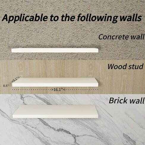 ECHTTHCE White Floating Shelf,Living Room/Bedroom/Office/Concealed Support Floating Shelves. A Set of Three Modern and Fashionable Wall Shelves White in Saudi Arabia