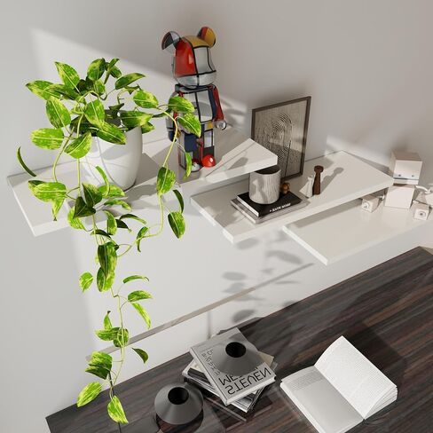 ECHTTHCE White Floating Shelf,Living Room/Bedroom/Office/Concealed Support Floating Shelves. A Set of Three Modern and Fashionable Wall Shelves White in Saudi Arabia