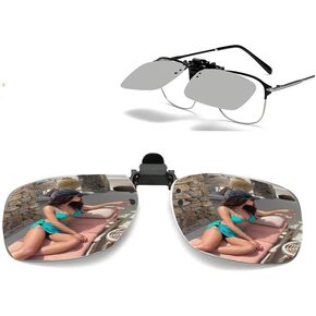 Polarized clip-on sunglasses, flip-up sunglasses for prescription glasses, for men and women, UV protection UV400
