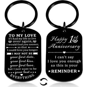 1 Year Anniversary for Him Her One Year Paper Anniversary Keychain Gifts for Him Her Husband Wife 1st Anniversary Women Men Couples Happy First Anniversary Things to Get Your Boyfriend Girlfriend