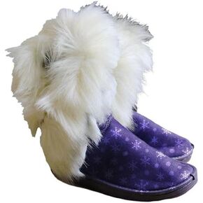 Women Winter Warm Snow Ankle Boots Low Heels Faux Fox Rabbit Fur Tassel Shoes