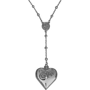 Silver Saint Lana LDR Style Stash Necklace/Rosary Chain/Hollow Pendent/Heart Shaped With Snakes and Spoon