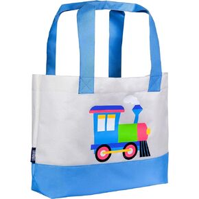 Wildkin Tote Bag for Kids & Adults, Measures 19.5 x 13 x 4.5 Inches, Polyester Fabric Travel Tote Bags, Two Durable Carrying Handles with Stylish Interior Lining (Trains, Planes & Trucks)