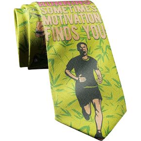 Crazy Dog T-Shirts Running Sometimes Motivation Find You Necktie Funny Neckties for Men Dinosaur Tie Mens Novelty Neckties