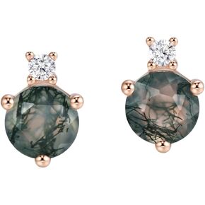 Michooyel Natural Moss Agate Earring for Women 18K Rose Gold Plated 925 Sterling Silver Stud Earrings For Girls