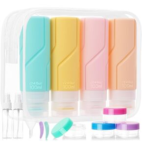 16 Pcs Travel Bottles for Toiletries, Silicone Travel Size Toiletries of Travel Containers Set, Refillable & Leakproof Travel Bottles Kit with TSA Approved Travel Size Bottles, Portable Black in Kuwait