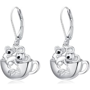 Cat/Sloth/Koala/Dog Earrings for Women 925 Sterling Silver Cat/Sloth/Koala/Dog Teacup Drop Earrings Cute Animal Jewelry Gifts for Women Girls