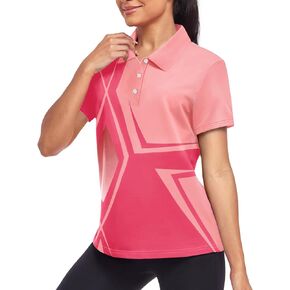 Little Beauty Women's Golf Polo T Shirts Short Sleeve Collared Lightweight Moisture Wicking Tennis Athletic Print T-Shirts