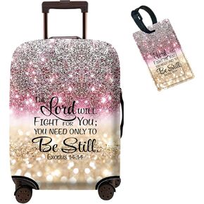Luggage covers,Suitcase Covers for Luggage Tsa Approved, Elastic Washable Travel Luggage Cover Baggage Protector Wraps for Suitcase (S :18-20 Inch)- Bible Verse Glitter Sparkle in Saudi Arabia