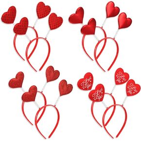 8 Pcs Valentine Headband Women Heart Headband Heart Head Bopper Red Cupid Headband Valentine's Day Red Hair Band Hoop for Birthday Party Women Girls Hair Accessories