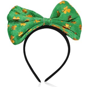 St. Patrick's Day Headband Green Sequins Bowknot Headbands Patrick's Day Hair Hoops Shamrock Clover Headband Leprechaun Hat Headpieces Festival Costume Accessories for Women and Girls