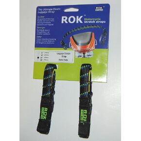 ROK Straps 24" x 3/4" Motorbike Luggage Stretch Strap 2 Pack Black/Blue