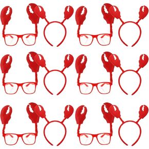 Adorainbow Crab Headband Lobster Sunglasses and Headband 6 Set Red Headband Crab Costume Accessories Sea Animal Hair Band Headwear for Halloween Dress up Party in Kuwait