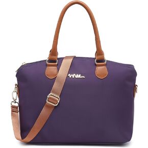 NNEE Water Resistance Nylon Top Handle Satchel Handbag with Multiple Pocket Design