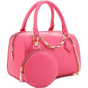 Cute Classy Vegan Leather Barrel Top Handle Crossbody Shoulder Bag Purse Satchel