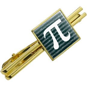 Pi Math Geek Nerd 3.14 Square Tie Bar Clip Clasp Tack- Silver or Gold
