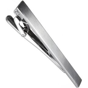 Wowlife Mens Formal Stainless Steel Metal Simple Necktie Tie Bar Clasp Clip Practical Decor Necktie Tie Bar Clip (Silver)
