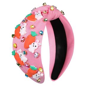 Easter Headbands for Women Colorful Easter Egg Carrot Bunny Headband Embellished Crystal Rhinestone Wide Top Knot Headband Easter Outfits Accessories Spring Holiday Headwear Gifts (Beaded Easter Egg)
