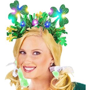 BARTOSI Light Up St Patrick's Day Headband LED Shamrock Headpiece Irish Saint Patricks Day Hairband Costume Headwear Hair Accessories for Women
