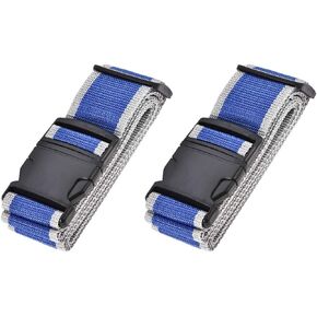 uxcell Luggage Straps Suitcase Belts with Buckle Label, 2Mx5cm Adjustable PP Travel Bag Packing Accessories, Blue Gray 2Pcs