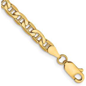 Avariah 10k Yellow Gold 4mm Semi-Solid Anchor Chain Anklet Bracelet -7.0" 8.0" 9.0"