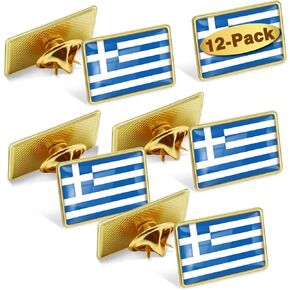 12/24/50/100Pcs Greece Flag Lapel Pins Bulk - Metal Greek Brooch Badge Souvenir for Men Women Clothes Bags Hats