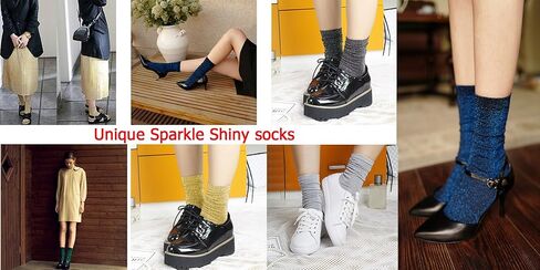 Glitter Shiny Socks for Women Retro Loose Socks Short Tube Crew Socks in Saudi Arabia