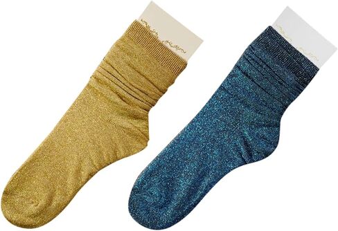 Glitter Shiny Socks for Women Retro Loose Socks Short Tube Crew Socks in Saudi Arabia