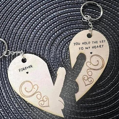 Valentine Couple Keychain - You Hold The Key to My Heart Couple Keychain for Him and Her, Valentine's Day Birthday Gifts for Boyfriend Girlfriend, His and Her Gifts, Sliver in Kuwait
