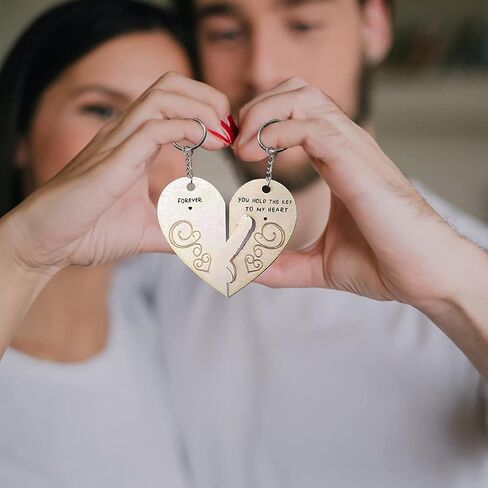 Valentine Couple Keychain - You Hold The Key to My Heart Couple Keychain for Him and Her, Valentine's Day Birthday Gifts for Boyfriend Girlfriend, His and Her Gifts, Sliver in Kuwait