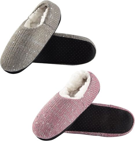 GLENMEARL 2 Pairs Slipper Socks for Women with Grippers Non Slip Soft Sole Winter Warm House Bedroom Slippers Cozy Indoor Home Slippers in Saudi Arabia