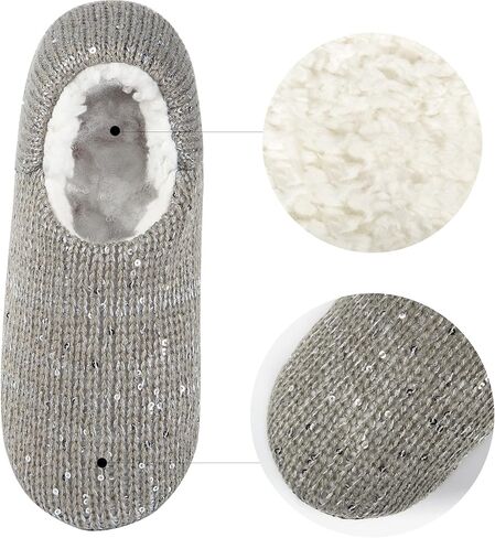 GLENMEARL 2 Pairs Slipper Socks for Women with Grippers Non Slip Soft Sole Winter Warm House Bedroom Slippers Cozy Indoor Home Slippers in Saudi Arabia