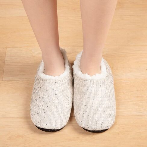 GLENMEARL 2 Pairs Slipper Socks for Women with Grippers Non Slip Soft Sole Winter Warm House Bedroom Slippers Cozy Indoor Home Slippers in Saudi Arabia