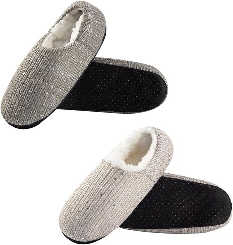 زوجان من الجوارب النعال للنساء من GLENMEARL مع مقابض غير قابلة للانزلاق ونعل ناعم للشتاء الدافئ في المنزل وغرفة النوم، شباشب منزلية مريحة للأماكن المغلقة in Kuwait