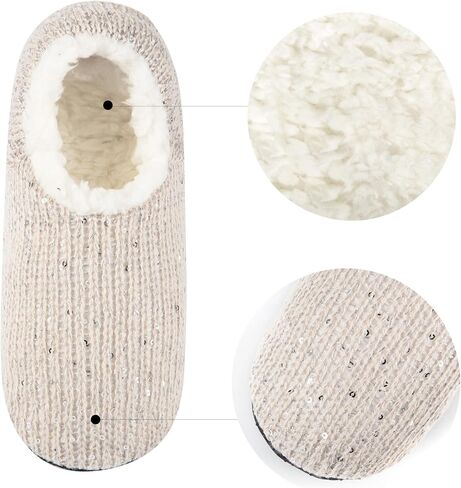 GLENMEARL 2 Pairs Slipper Socks for Women with Grippers Non Slip Soft Sole Winter Warm House Bedroom Slippers Cozy Indoor Home Slippers in Saudi Arabia
