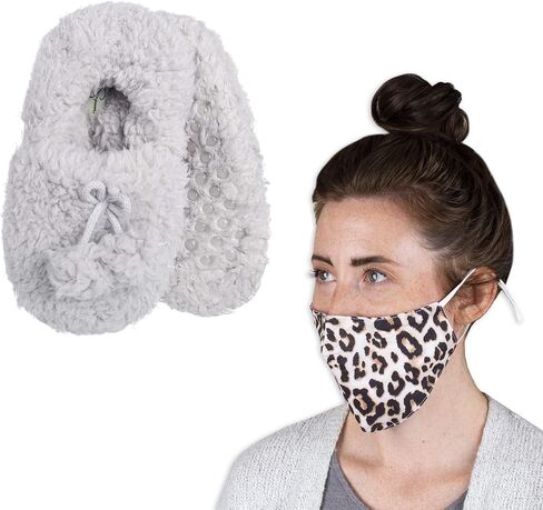 Jessica Simpson Women's Fuzzy Slipper Socks with Washable Face Masks in Saudi Arabia